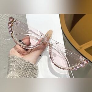 Elegant Pink Crystal-Embellished Sunglasses